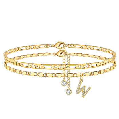 Luxe Layered Anklet | Gold Chain with Rhinestones, Adjustable Fit 29