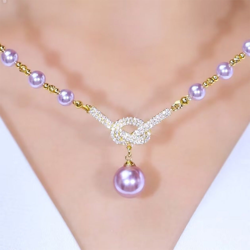 Luxe Pearl Necklace | Simulated Pearls with Rhinestone Accents