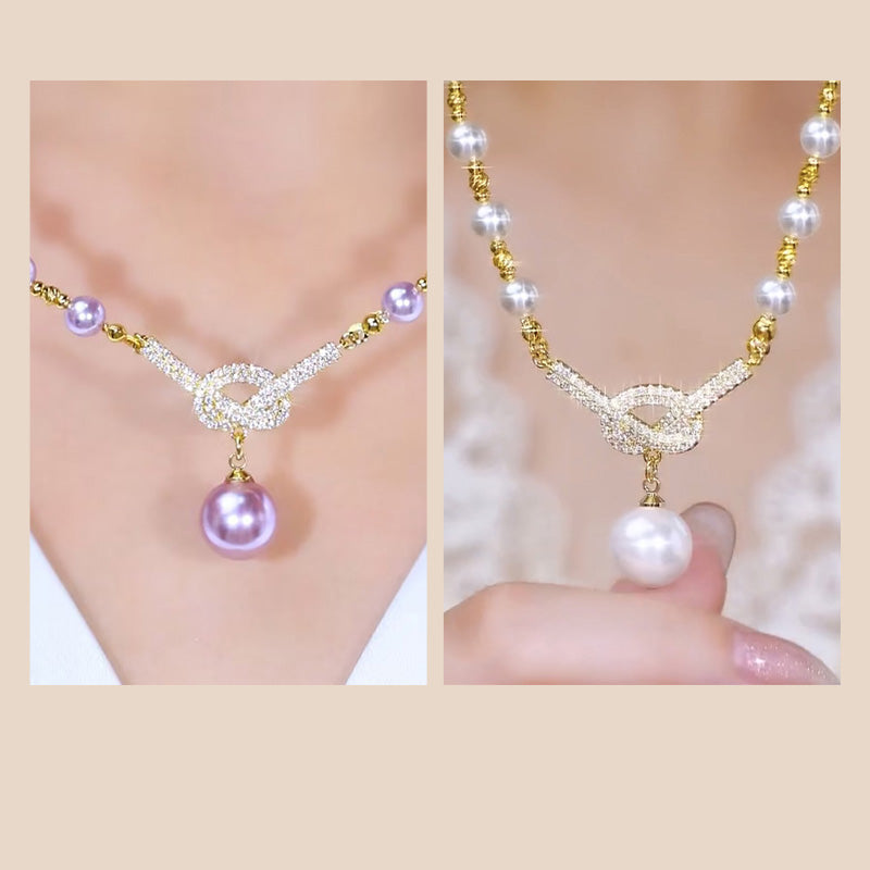 Luxe Pearl Necklace | Simulated Pearls with Rhinestone Accents 8