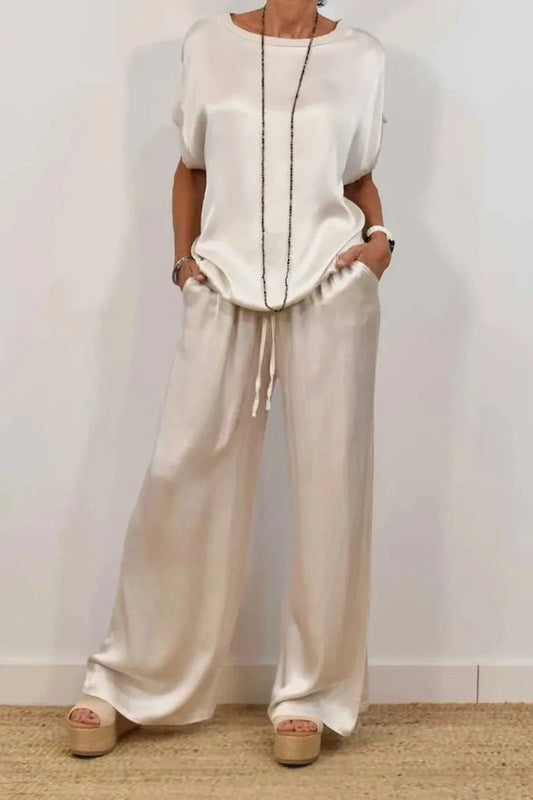 Luxe Satin Two-Piece Suit | Effortless Elegance 0