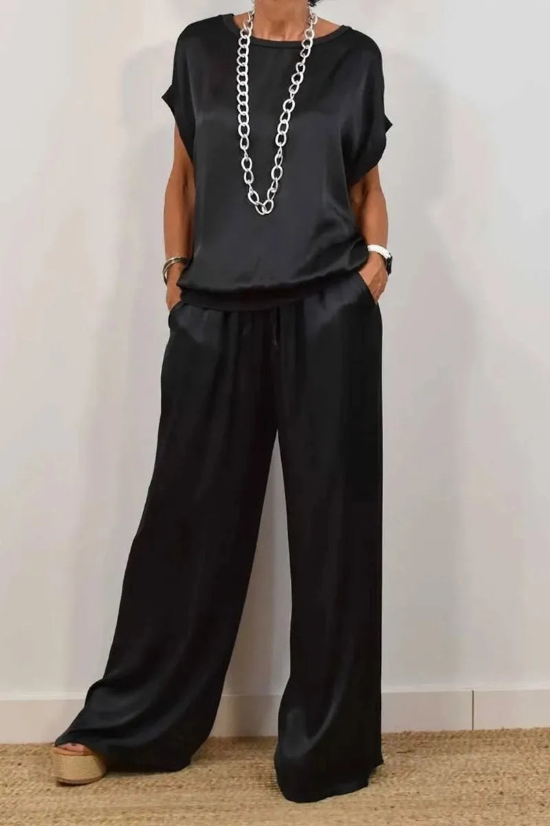 Luxe Satin Two-Piece Suit | Effortless Elegance 4