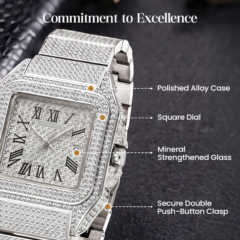 Luxe Square Watch | Rhinestone Accents 4