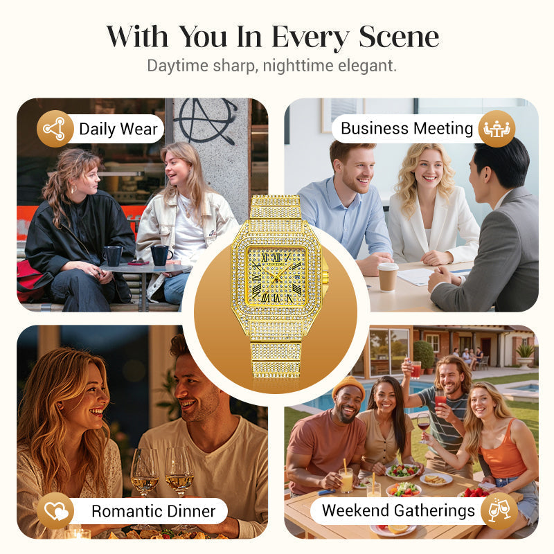 Luxe Square Watch | Rhinestone Accents 5