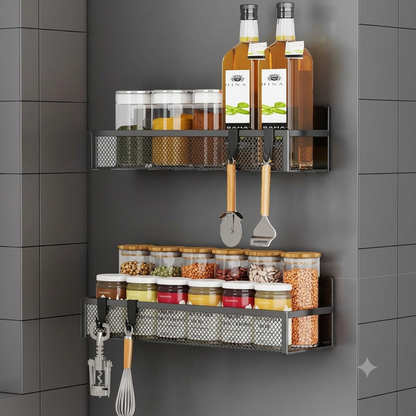 MagmaRack Kitchen Organizer | Magnetic Spice Rack with Hooks, Heavy-Duty Metal 0