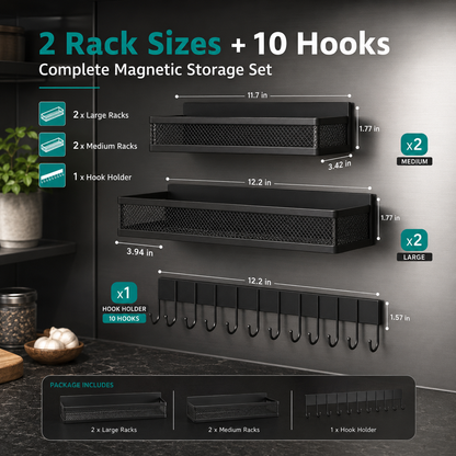 MagmaRack Kitchen Organizer | Magnetic Spice Rack with Hooks, Heavy-Duty Metal 5