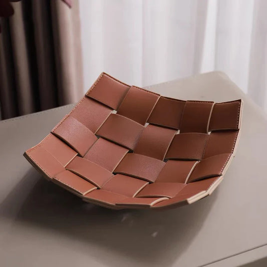 Arc Weave Leather Tray