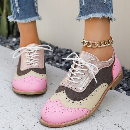 Norla Bloom — Women’s Pastel Brogue Shoes with Floral Detail