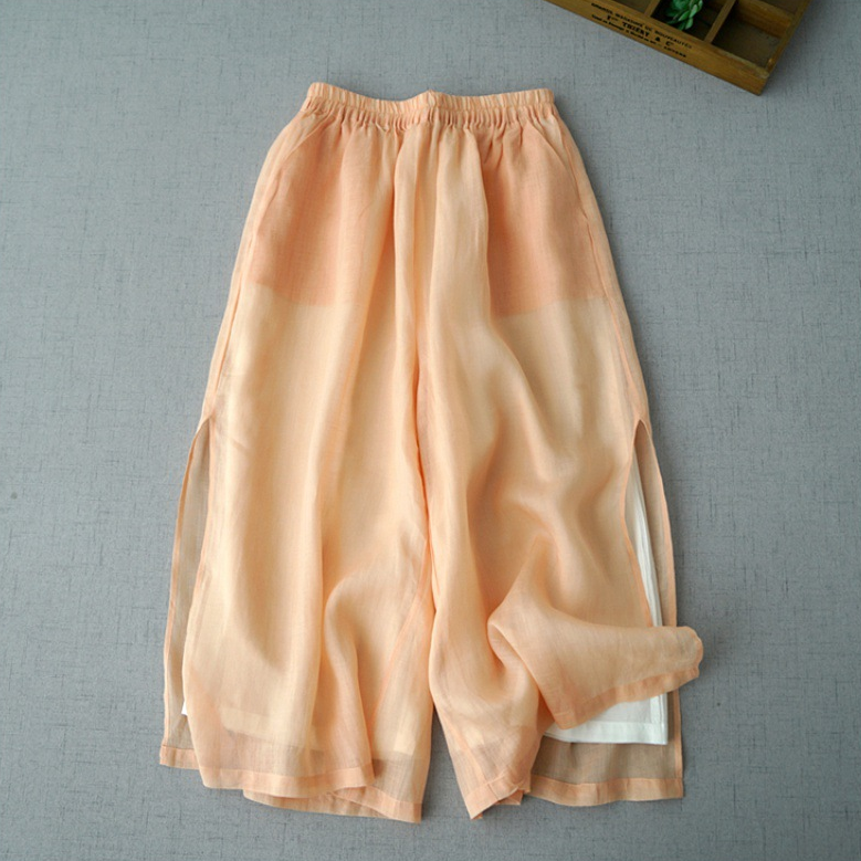 Liora — Lightweight Cotton-Linen Pants with Breathable Side Slits