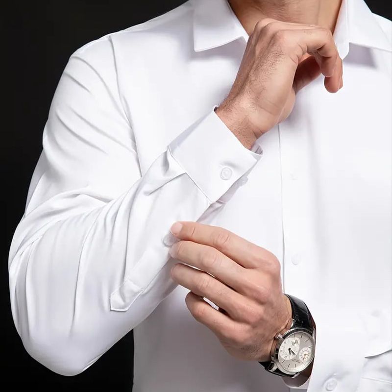 Maverick Men's Dress Shirt | High-Stretch, Wrinkle-Resistant, White 6