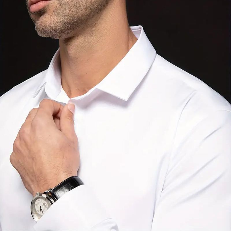 Maverick Men's Dress Shirt | High-Stretch, Wrinkle-Resistant, White 7