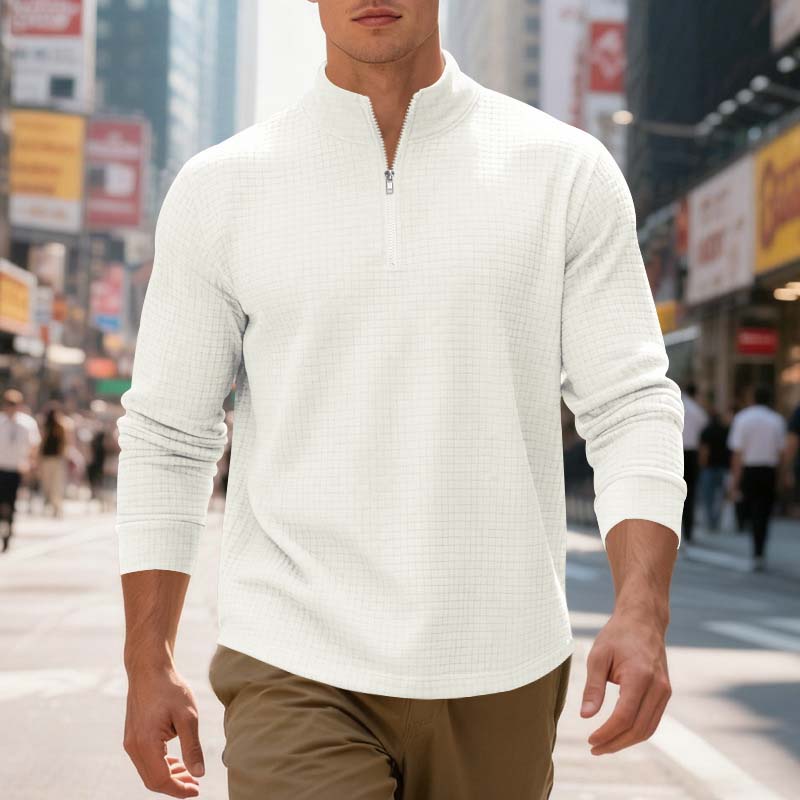 Maverick Men's Quarter Zip Pullover | Textured Jacquard Weave, Versatile Style 0
