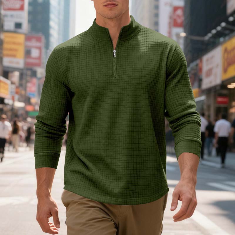 Maverick Men's Quarter Zip Pullover | Textured Jacquard Weave, Versatile Style 6