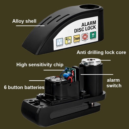 Maverick Motorcycle Disc Lock | Anti-Theft Alarm, Waterproof Alloy 6