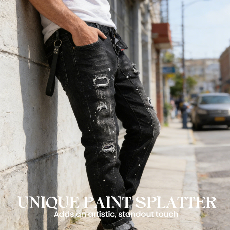 Maverick Slim Fit Jeans | Distressed Ripped Black Design 4