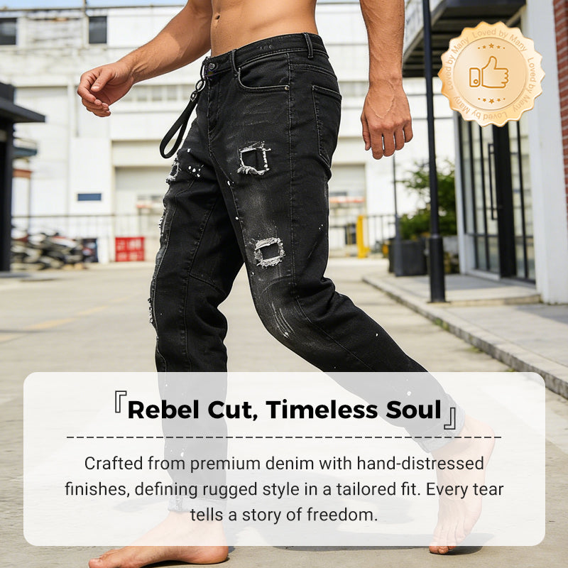 Maverick Slim Fit Jeans | Distressed Ripped Black Design 6