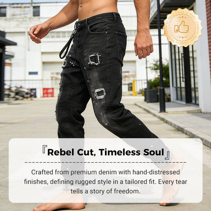 Maverick Slim Fit Jeans | Distressed Ripped Black Design 6