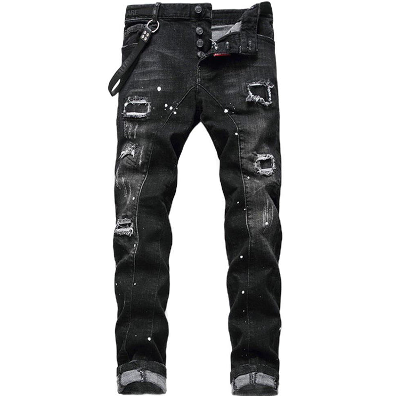 Maverick Slim Fit Jeans | Distressed Ripped Black Design 7
