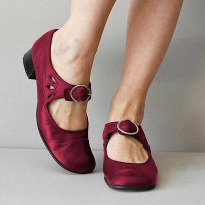 Maya Jane Shoes | Comfortable Low Heeled Cow Leather, Buckle Fastening 0