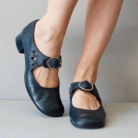 Maya Jane Shoes | Comfortable Low Heeled Cow Leather, Buckle Fastening 2