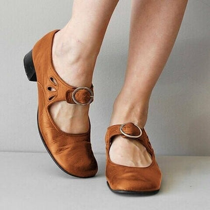 Maya Jane Shoes | Comfortable Low Heeled Cow Leather, Buckle Fastening 6