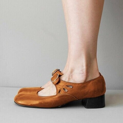 Maya Jane Shoes | Comfortable Low Heeled Cow Leather, Buckle Fastening 7
