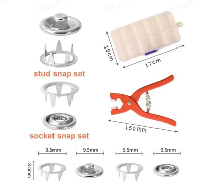 Melo Snap Button Fastener Kit | Durable Stainless Steel with Tool 7