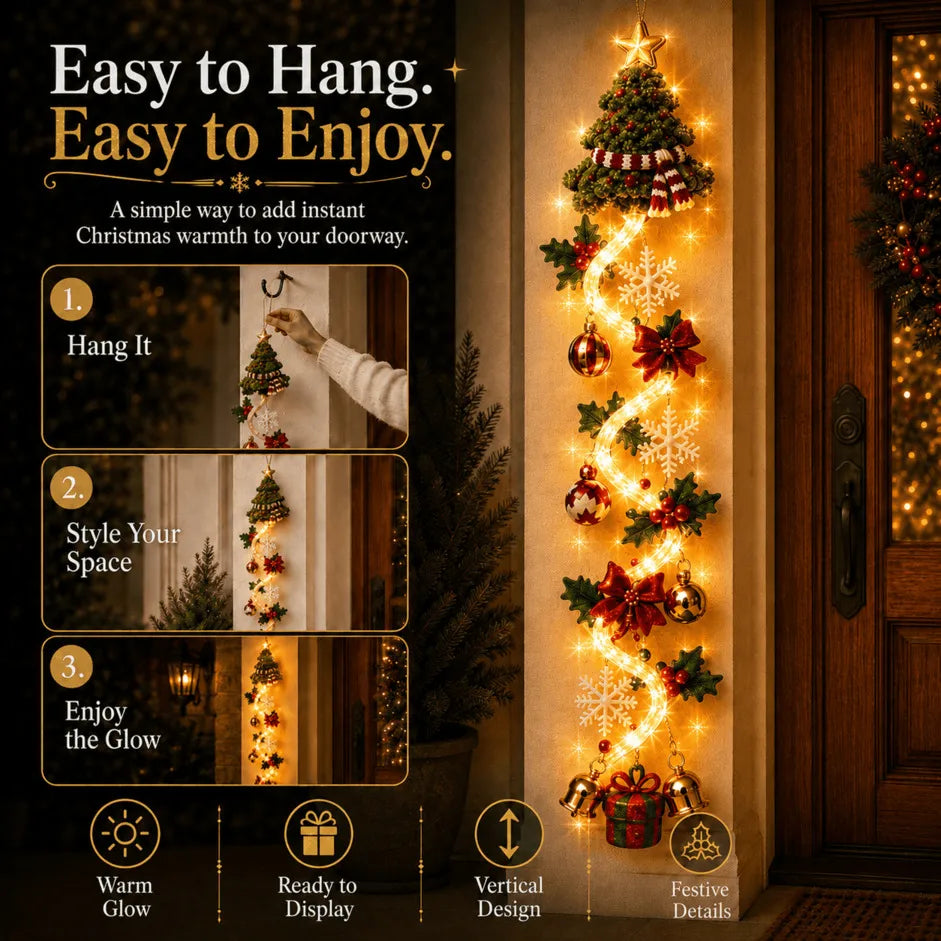 MerryGlow Christmas Door Hanger | Handcrafted, 6 Festive Light Designs 3