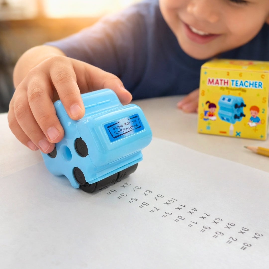 Mighty Math Roller Stamp | 4-in-1 Exercise Creator, Refillable Ink 1