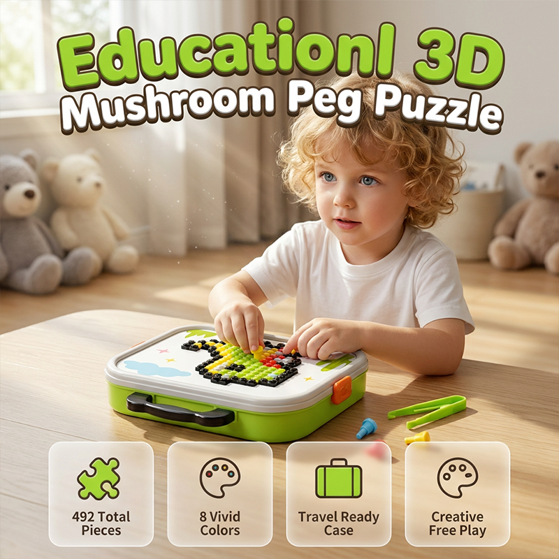 Milo 3D Mushroom Peg Puzzle | 492 Colorful Pieces, Durable Plastic 1