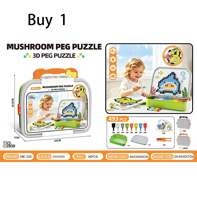 Milo 3D Mushroom Peg Puzzle | 492 Colorful Pieces, Durable Plastic 11
