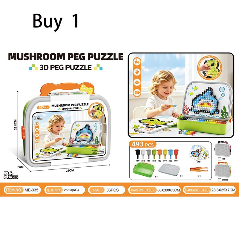 Milo 3D Mushroom Peg Puzzle | 492 Colorful Pieces, Durable Plastic 9