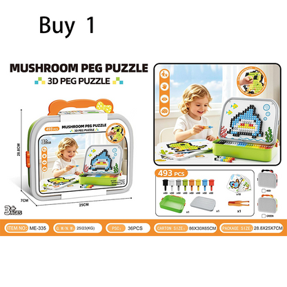 Milo 3D Mushroom Peg Puzzle | 492 Colorful Pieces, Durable Plastic 9