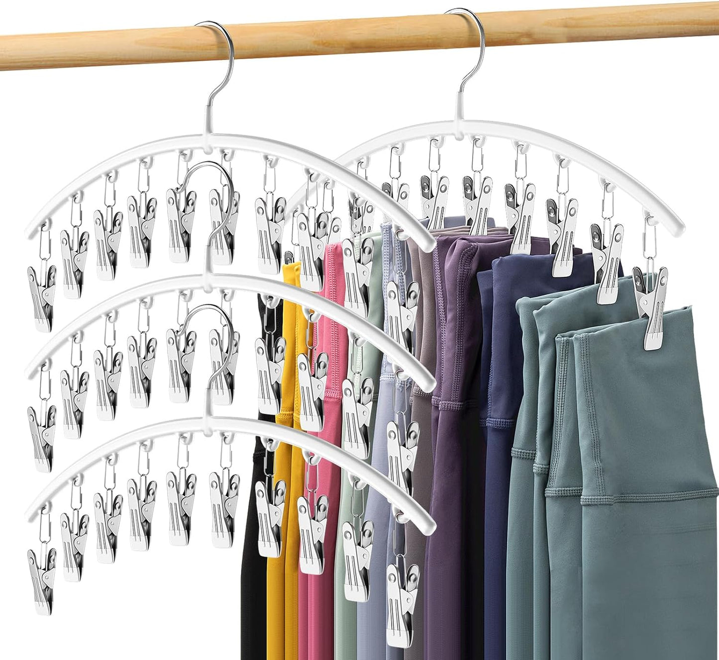 Milo Pants Hanger | 10-Clip Space Saving Organizer, Durable Carbon Steel 10