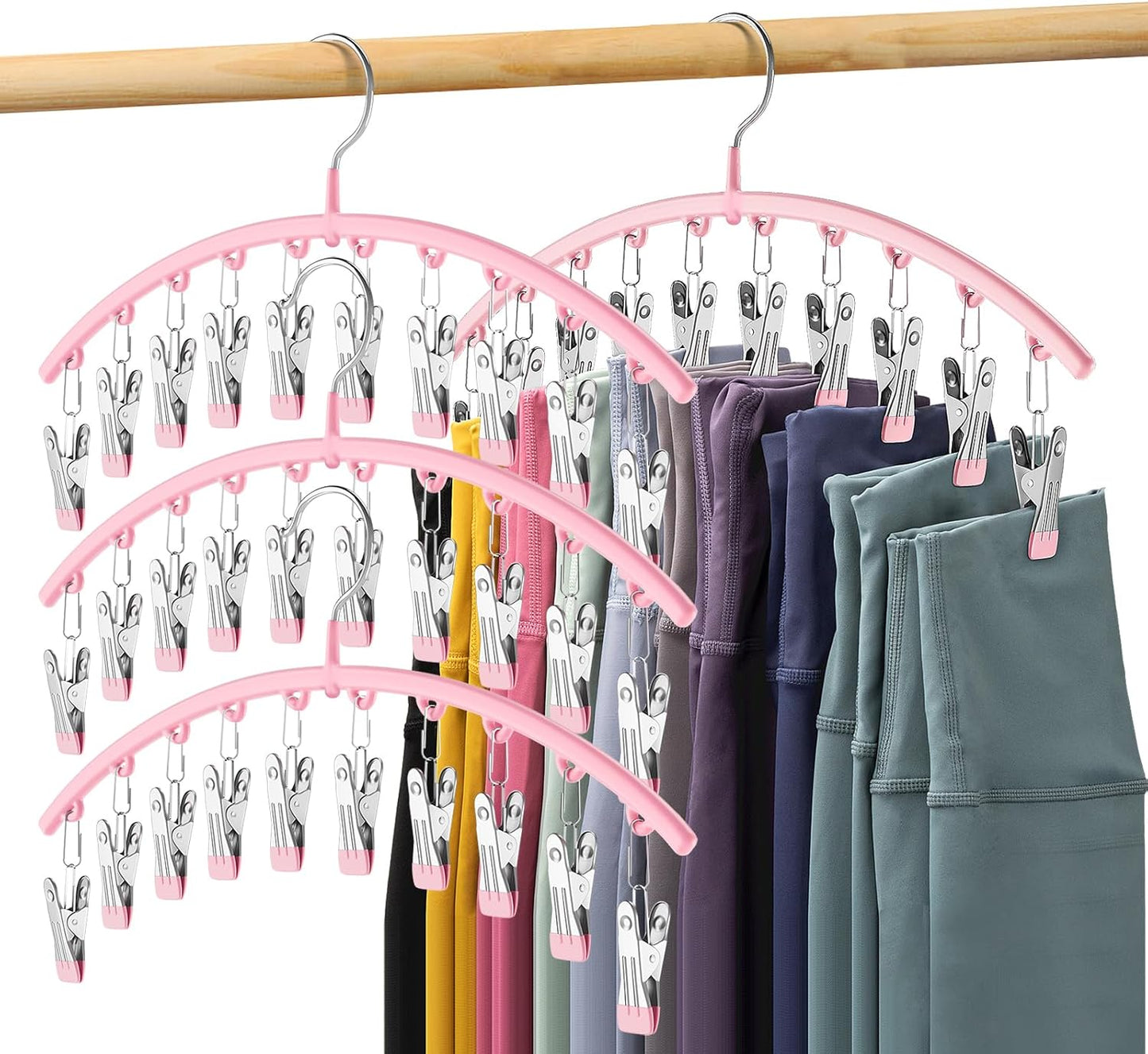 Milo Pants Hanger | 10-Clip Space Saving Organizer, Durable Carbon Steel 11