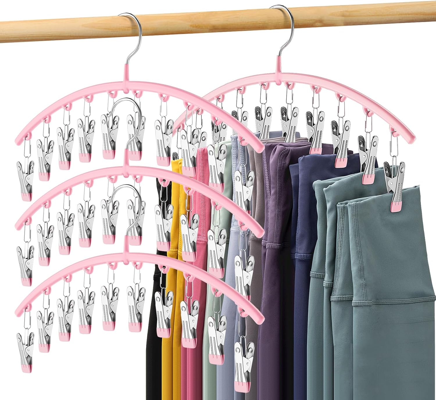Milo Pants Hanger | 10-Clip Space Saving Organizer, Durable Carbon Steel 11