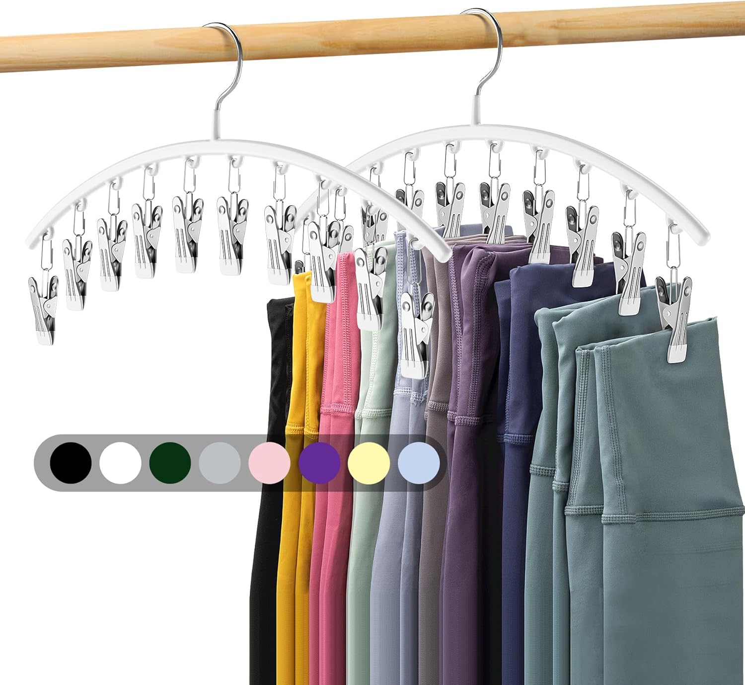 Milo Pants Hanger | 10-Clip Space Saving Organizer, Durable Carbon Steel 12