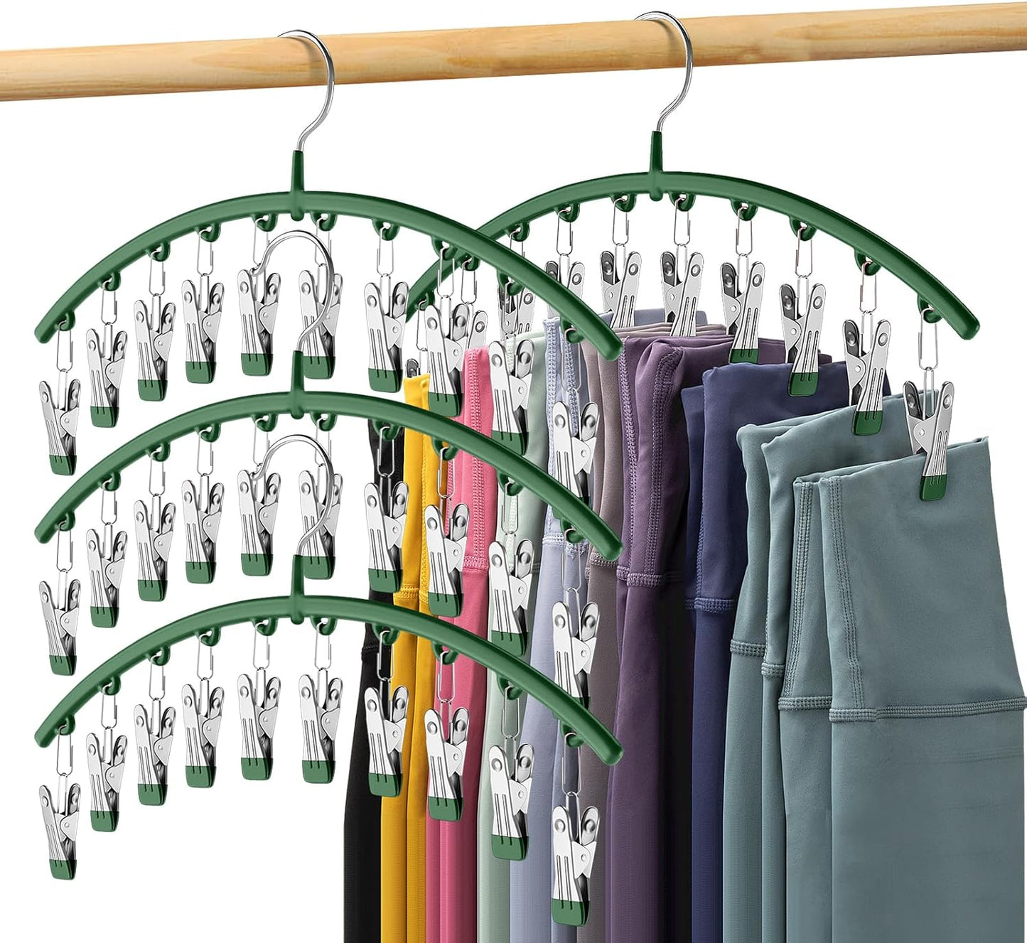 Milo Pants Hanger | 10-Clip Space Saving Organizer, Durable Carbon Steel 13