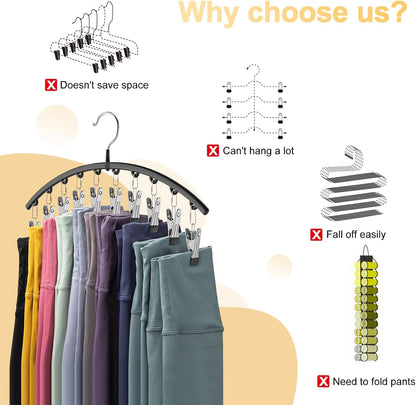 Milo Pants Hanger | 10-Clip Space Saving Organizer, Durable Carbon Steel 2