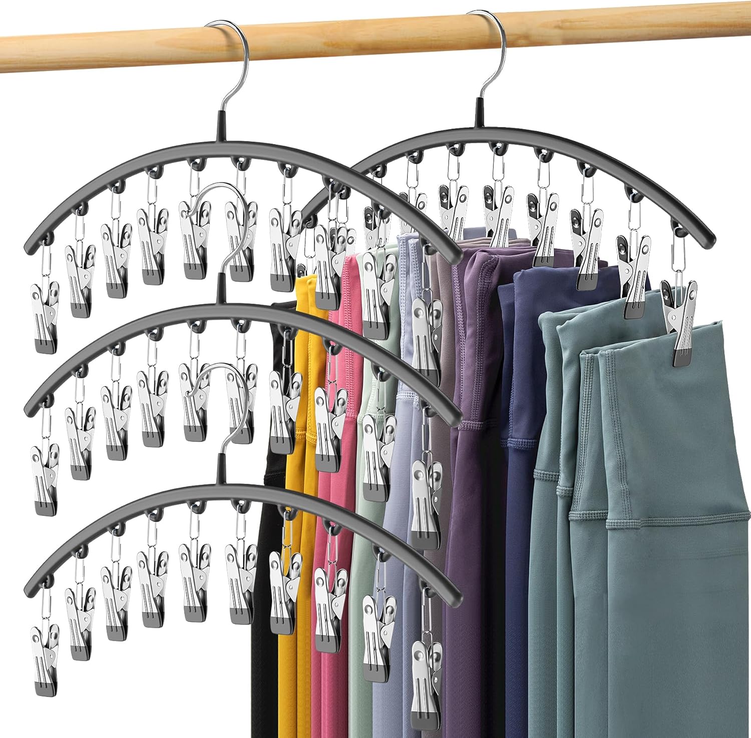 Milo Pants Hanger | 10-Clip Space Saving Organizer, Durable Carbon Steel 7