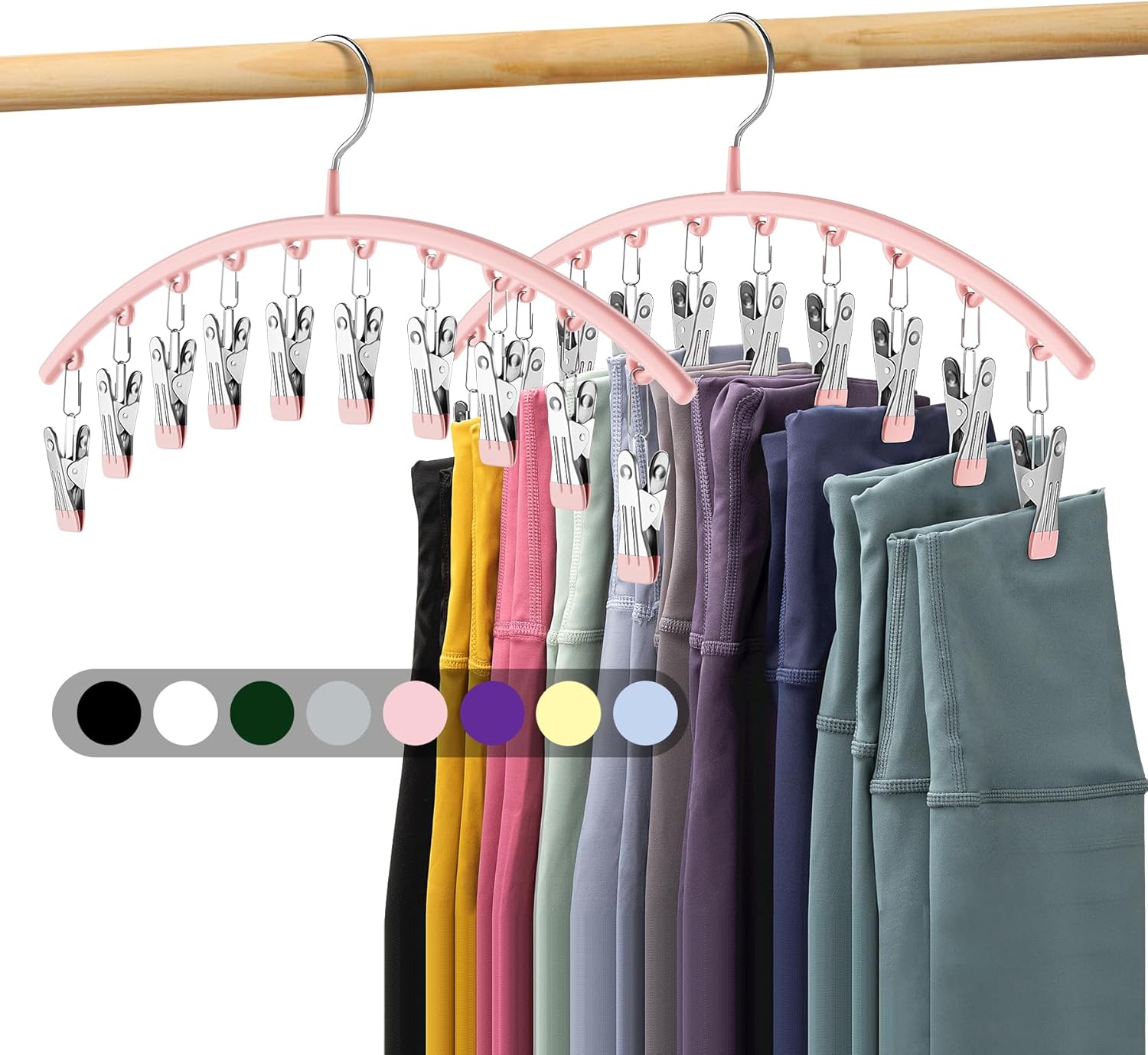 Milo Pants Hanger | 10-Clip Space Saving Organizer, Durable Carbon Steel 9