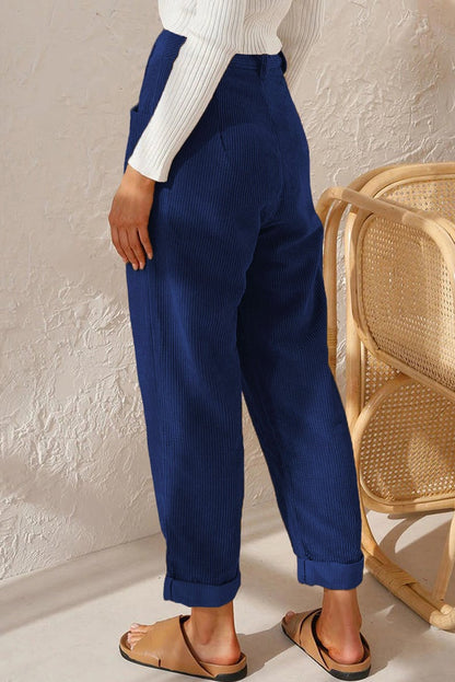 Mira Casual Pants | Mid Rise Corduroy with Side Pockets 1