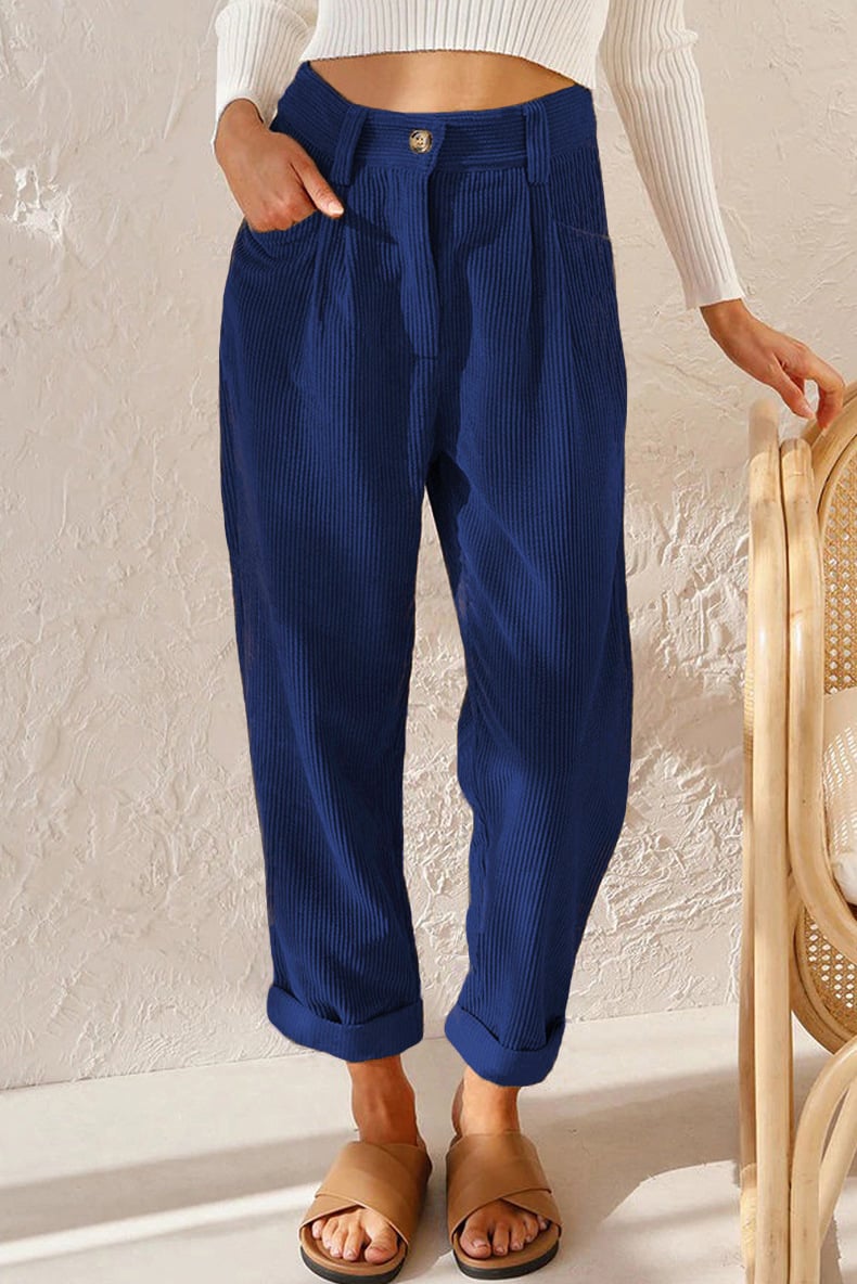 Mira Casual Pants | Mid Rise Corduroy with Side Pockets 10