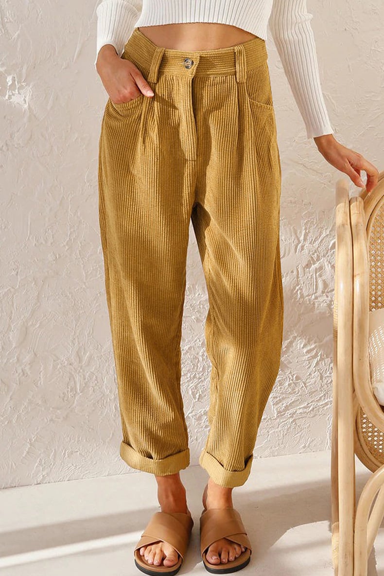 Mira Casual Pants | Mid Rise Corduroy with Side Pockets 2