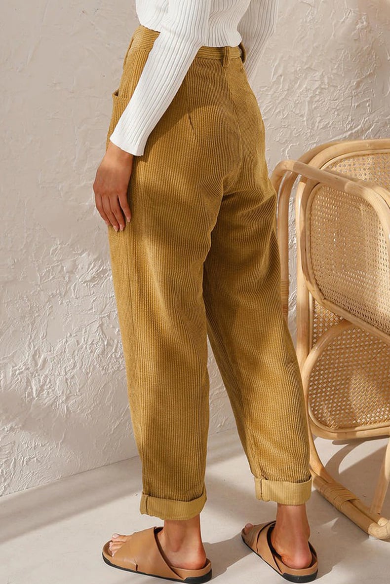 Mira Casual Pants | Mid Rise Corduroy with Side Pockets 3