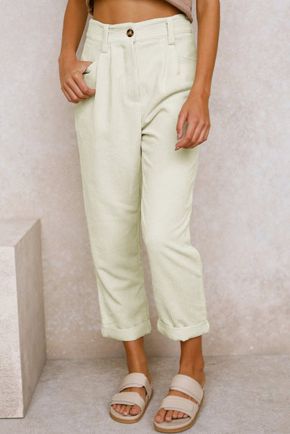 Mira Casual Pants | Mid Rise Corduroy with Side Pockets 4