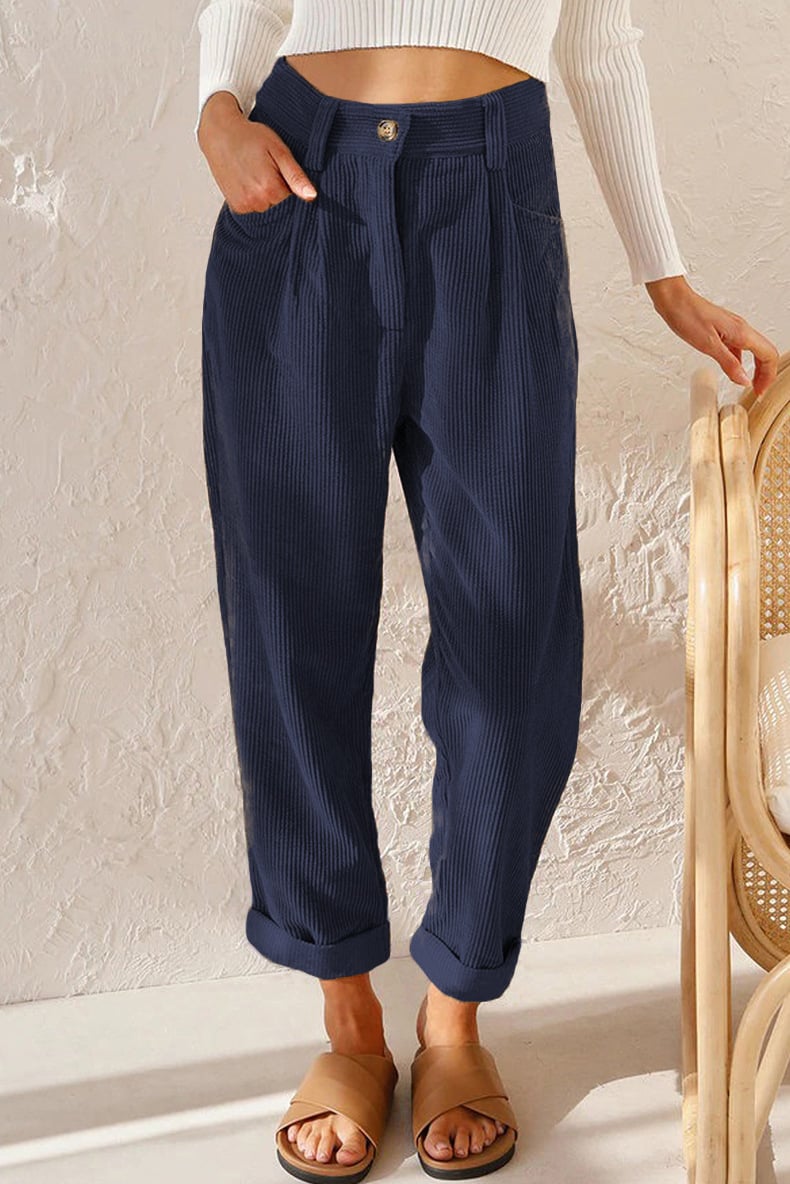 Mira Casual Pants | Mid Rise Corduroy with Side Pockets 9