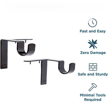 Mira Curtain Rod Brackets | No-Drill Metal, Damage-Free Installation 1