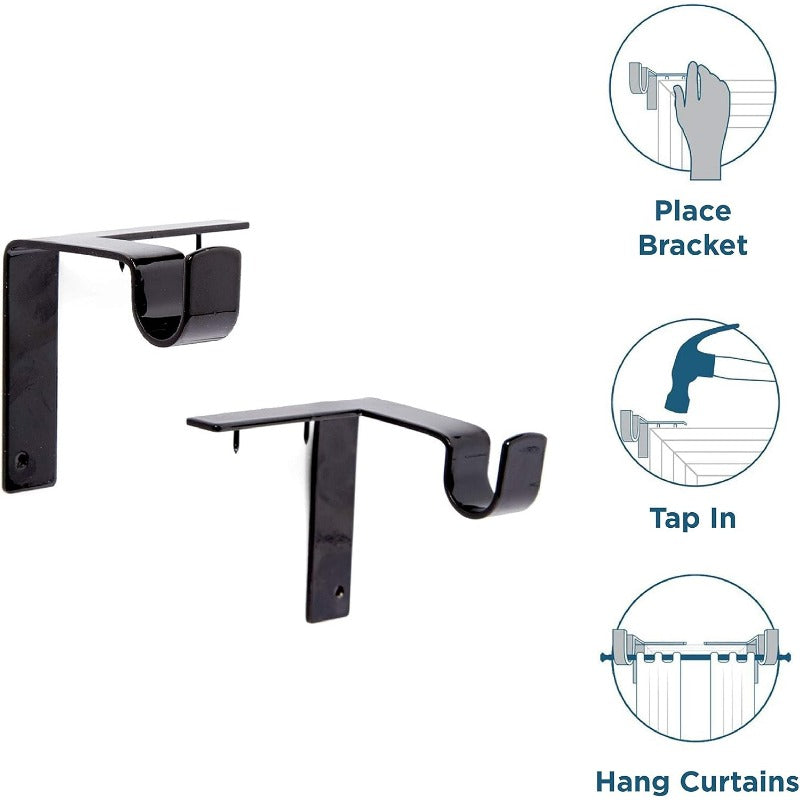 Mira Curtain Rod Brackets | No-Drill Metal, Damage-Free Installation 2