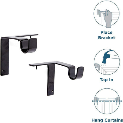 Mira Curtain Rod Brackets | No-Drill Metal, Damage-Free Installation 2