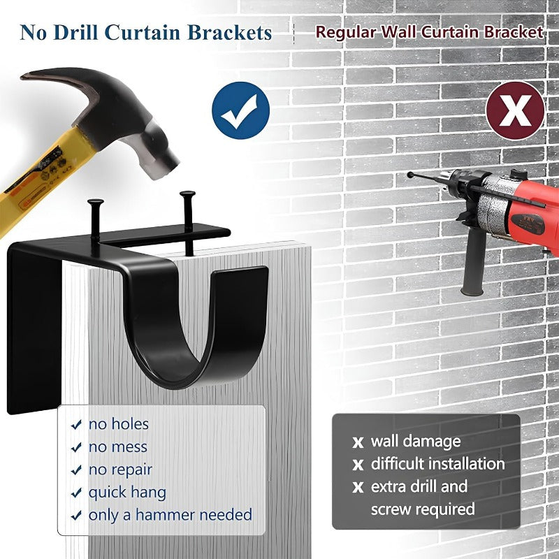 Mira Curtain Rod Brackets | No-Drill Metal, Damage-Free Installation 4